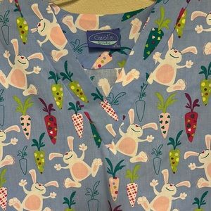 Carol's Scrubs Easter bunny spring scrub top